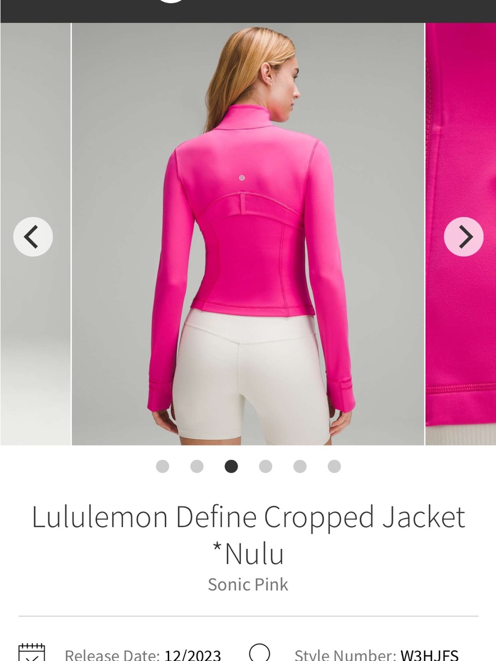 Lululemon Define Cropped Jacket Nulu Sonic Pink - Size 10 - Like New Condition - Picture 3 of 13